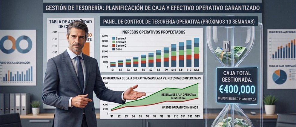 Previsión de tesorería rodante a 13 semanas por centro: la caja que tendrá tu grupo en noviembre ya está decidida